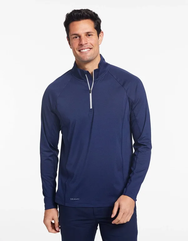 UPF 50+ Sun Protective Long Sleeve Quarter Zip Top for Men - Solbari Dark Grey