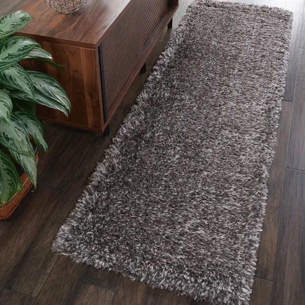 Nourison Ultra Plush Shag ULP01 Charcoal Runner Area Rug