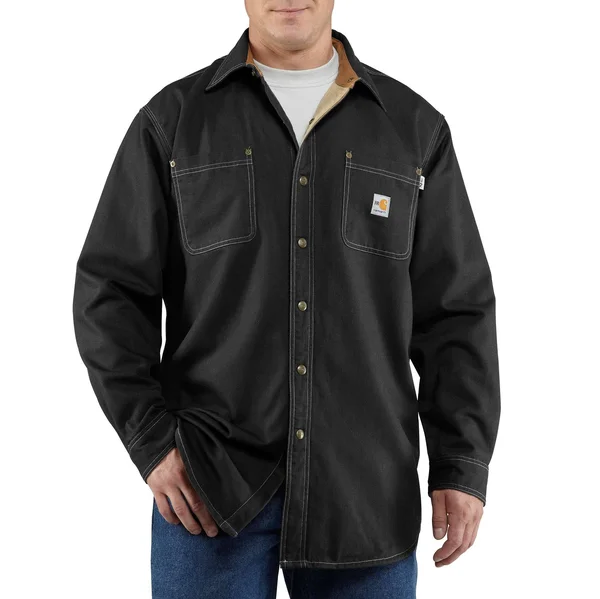 Carhartt Men's Black Flame-Resistant Canvas Shirt Jacket