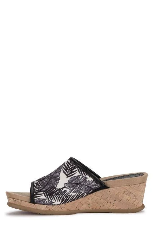 Baretraps Flossey Wedge Sandal Slides - Black/White - Size 11M