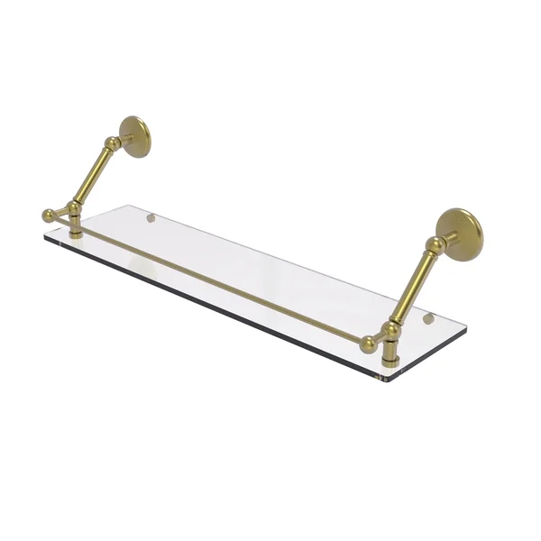 Allied Brass PMC-1-30-GAL-SBR 30 in. Prestige Monte Carlo Floating Glass Shelf with Gallery Rail Satin Brass