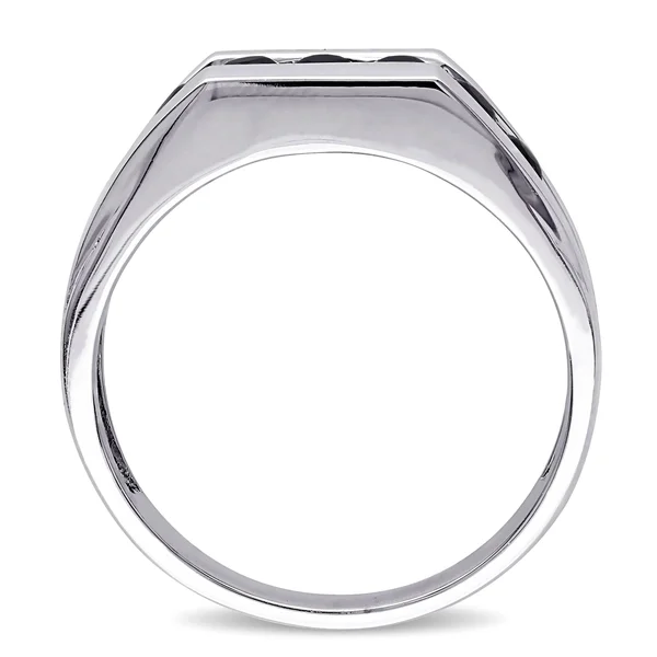 Miadora Sterling Silver Black Sapphire Men's Eternity Ring (Size: 12)