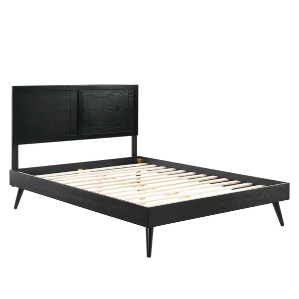 Modway Marlee Queen Wood Platform Bed with Splayed Legs Gray