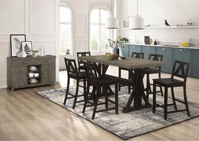 Bairn Barn Grey/Black Sand Through Counter Height Table by Coaster