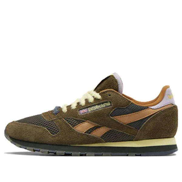 Reebok Brain Dead x Classic Leather &Fuzzy Suede& Moss/Soft Camel/Filtered Yellow Marathon Running Shoes/Sneakers FY0832 (US Siz