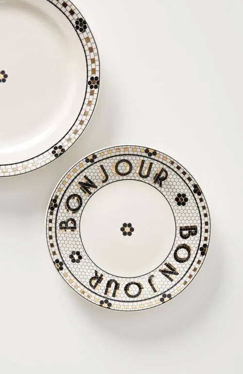 Anthropologie Bistro Set of 4 Bread Plates, Size One Size - White