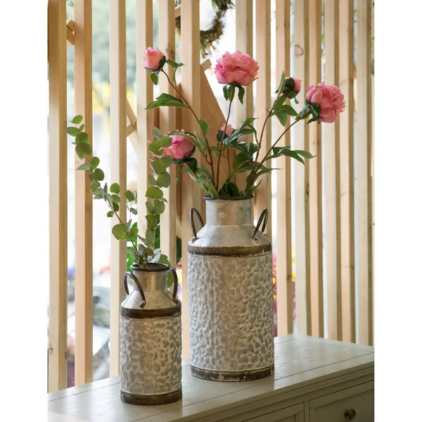 Vintiquewise Rustic Farmhouse Style Galvanized Metal Milk Can Decoration Planter and Vase - Large