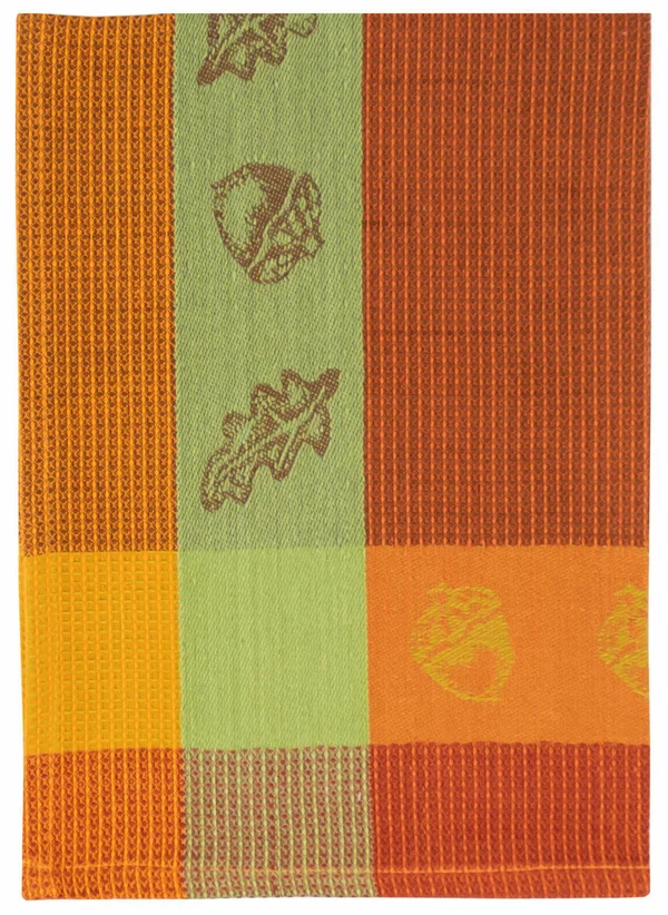 Traders and Company 100% Cotton Orange & Green 20x22x28x22 Dish Towel - Set of 6 - Acorn Pumpkin
