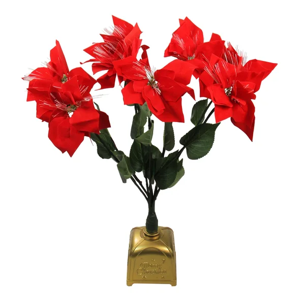 Northlight 20 in. Pre-Lit Poinsettia Fiber Optic Red Artificial Christmas Plant