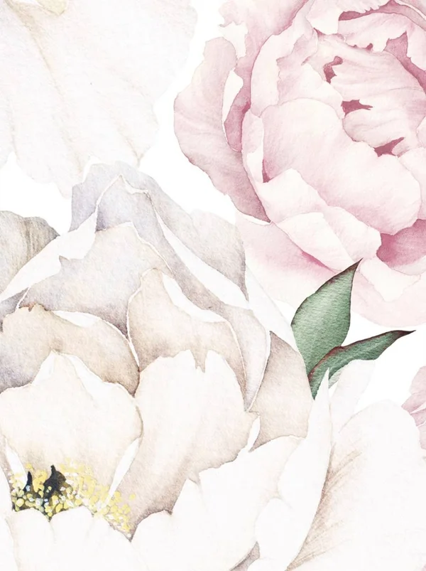 Peony Flower Mural Wall Art Peel and Stick Wallpaper, Pink