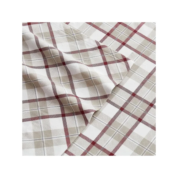 London Fog Cotton Flannel Sheet Set - Full, Tan Plaid