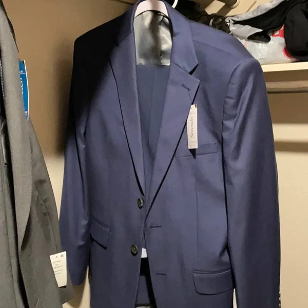 J.M. Haggar Texture Weave Classic Fit Suit SEPARATE Jacket, 38 Regular, Blue