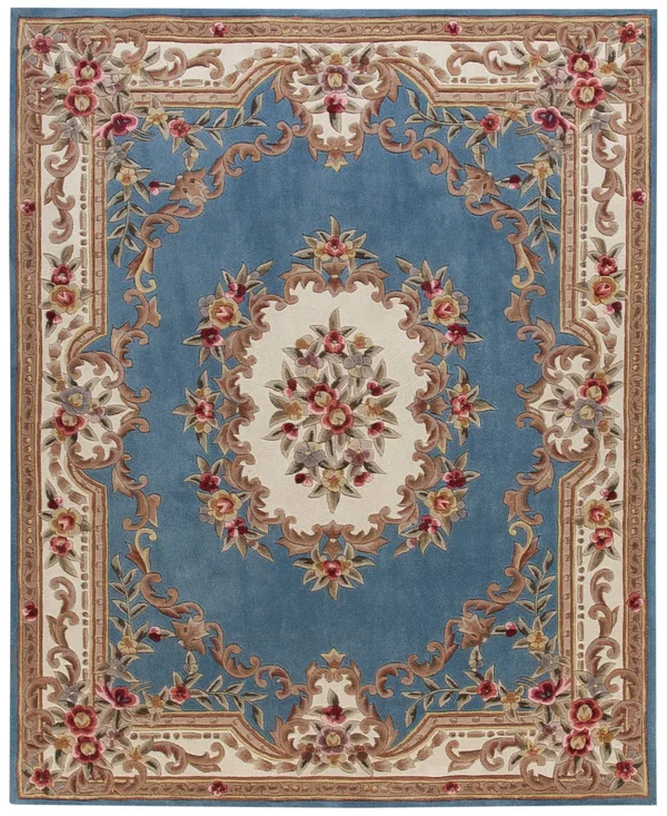 KM Home Dynasty Aubusson 5& x 8& Area Rug - Created for Macy&s - Light Blue