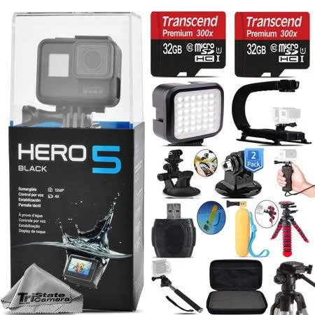 TriStateCamera GoPro Hero5 Black Waterproof 4K Action Camera Chdhx-501 + 64GB - Essential Kit