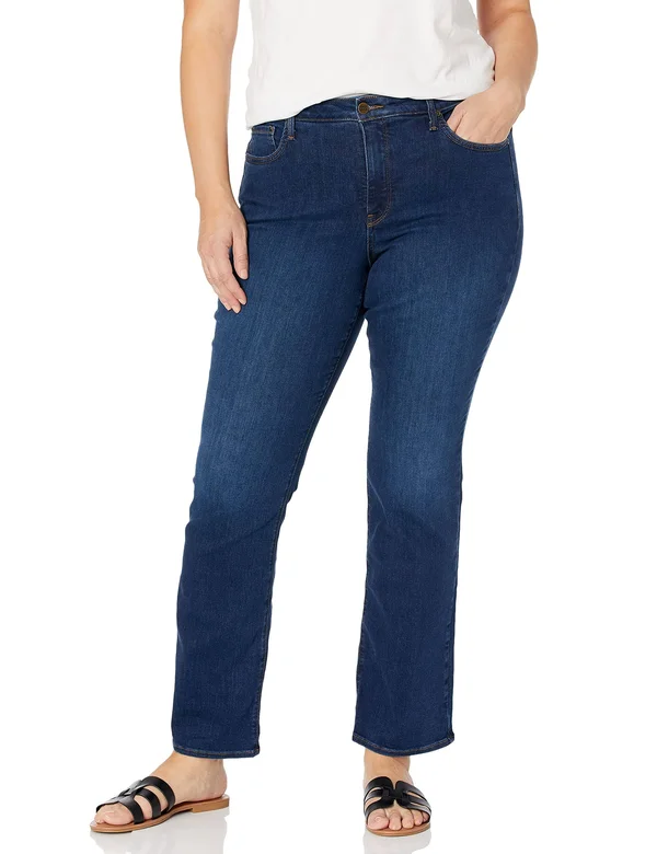 Nydj Barbara Bootcut Jeans in Petite - Cooper - Blue - 10p