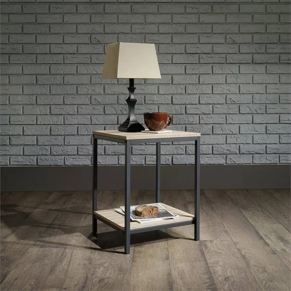 Home Square 4 Piece Living Room Set with Storage TV Stand, Coffee Table, and Set of 2 End Tables in Charter Oak