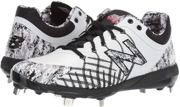 New Balance Men's 4040v5 Low Metal Baseball Cleats in White/Camo (8.5)