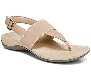 Vionic Adjustable T Strap Sandals - Danita, Size 9-1/2 Wide, Macaroon