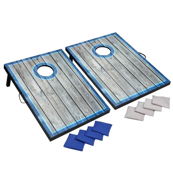 Hathaway Bg5036 LED Cornhole Set with Target Boards and 8 Bean Toss Bags - Blue/White
