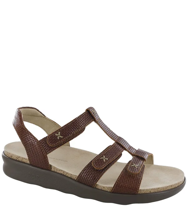SAS Women's Sorrento T-Strap Sandal - Woven Brandy M, 7.5