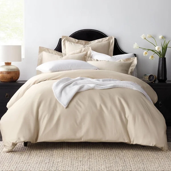 The Company Store Legends White Solid Egyptian Cotton Sateen Oversized Queen Duvet Cover