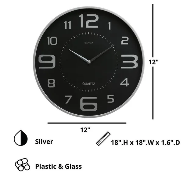 Pemberly Row Retro Austin Wall Clock Silver Plastic - PR-4753-1973887