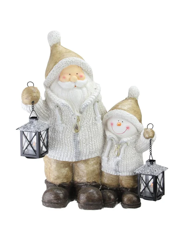 Northlight 18x22 Santa and Snowman with Lanterns Christmas Decoration