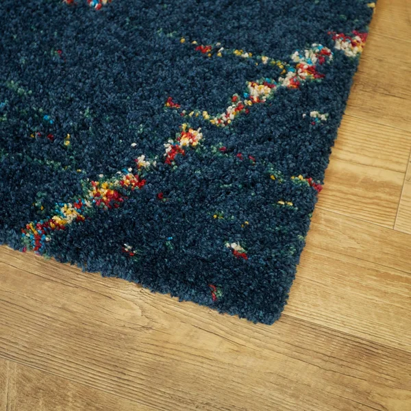 Uzma Moroccan Shag Area Rug - 7&10x22 x 10& - Dark Blue
