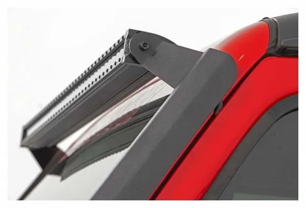 Rough Country Jeep 50-Inch Straight LED Light Bar Upper Windshield Kit w/ Dual-Row Black Series LED (2020 Gladiator JT, 18-20 Wr