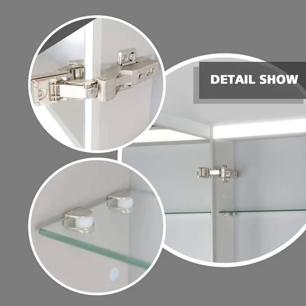 24''x 30''LED Bathroom Medicine Cabinet with Mirror - Intelligent Switch, Aluminum Frame, Surface Mounting only.(Door Left Open)