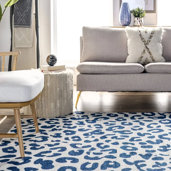 nuLOOM Leopard Print Blue 5 ft. x 7 ft. 5 in. Indoor Area Rug