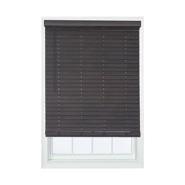 Allen + Roth 2-in Slat Width 71.75-in x 72-in Cordless Walnut Faux Wood Room Darkening Horizontal Blinds in Brown, DFWDD7272-71