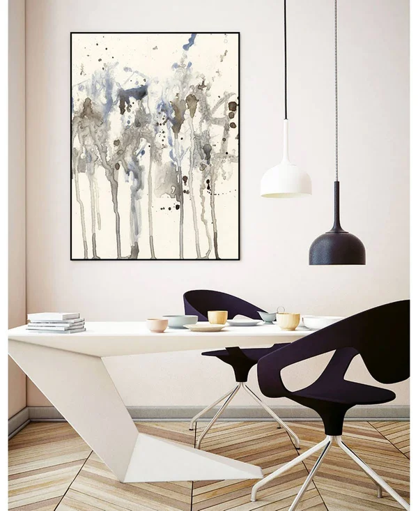 Giant Art 14x22 x 11x22 Neutral Splash I Art Block Framed Canvas - Tan