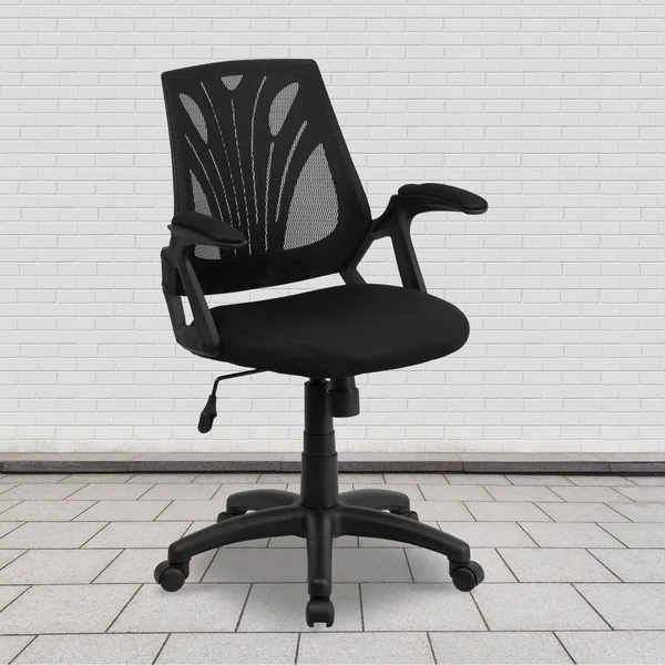 Lancaster Home Mid-Back Black Mesh Chair with Mesh Seat