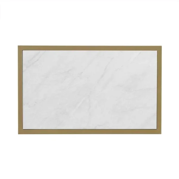 20x22 C-Table - White Faux Marble/ Gold