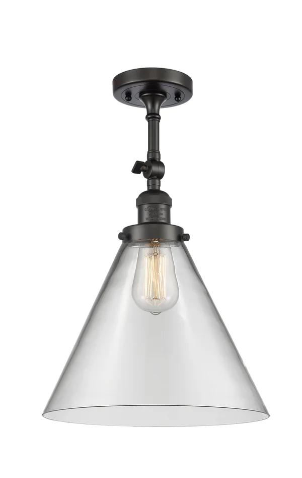 Innovations Lighting x Large Cone 1 Light Semi Flush Mount 201F OB G42 L (Bronze)