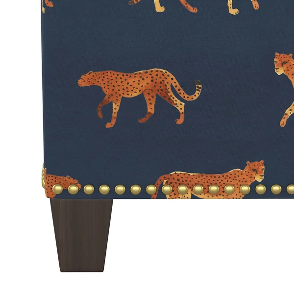 Skyline Furniture Galen Square Nail Button Ottoman - Cheetah Walk Navy