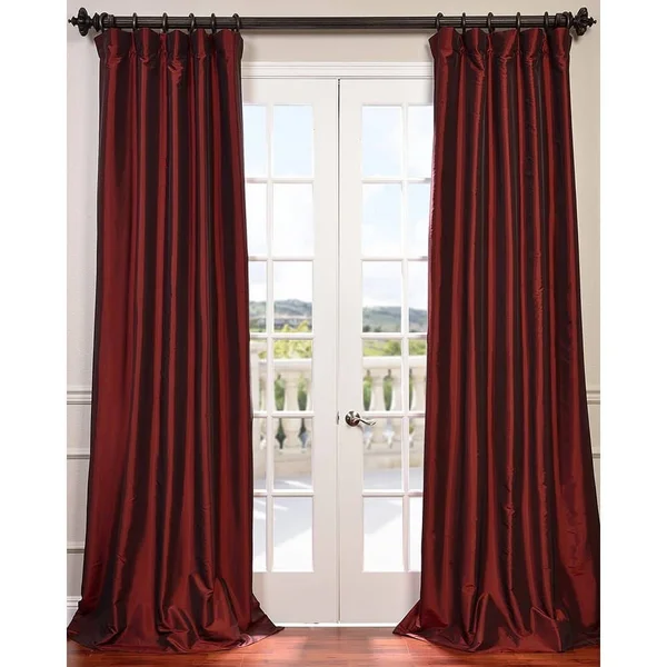 Exclusive Fabrics Faux Silk Taffeta Solid Blackout Single Curtain Panel
