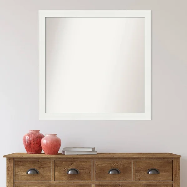Amanti Art Medium Rectangle Matte White Casual Mirror (32.38 in. H x 49.38 in. W)