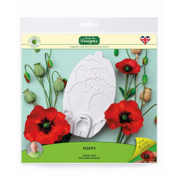 Katy Sue Poppy Silicone Sugarpaste Icing Mould - Flower Pro by Nicholas Lodge for Cake Decorating, Crafts, Cupcakes, Sugarcraft