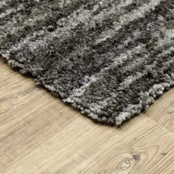 Archer Static Abstract Shag Area Rug - 2&3x22 x 7&6x22 - Charcoal/ Grey