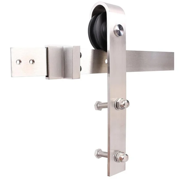 CALHOME K Series 30 in. x 84 in. Solid Weather Gray Stained Knotty Pine Wood Interior Sliding Barn Door with Hardware Kit