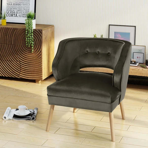 Christopher Knight Home Mariposa Mid Century Velvet Accent Chair by - Size: Grey, Gray