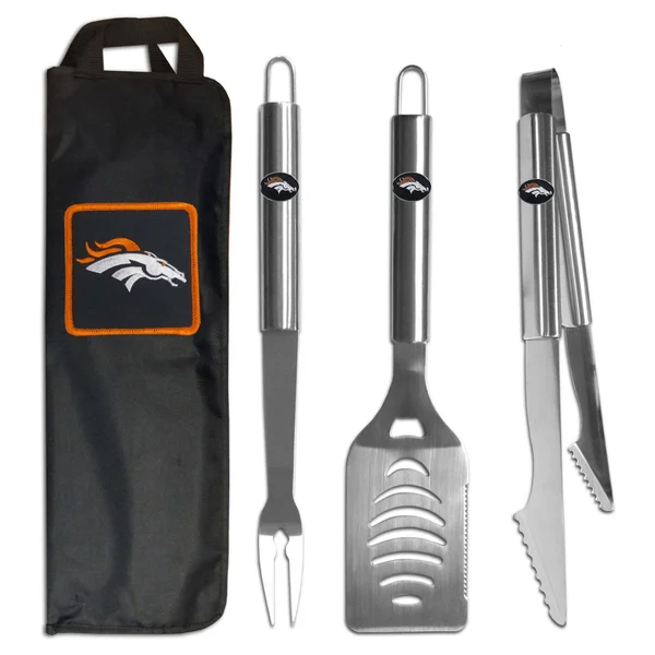 NFL Steel BBQ Tool Set (3-Piece) With - Denver Broncos