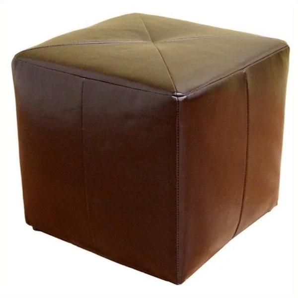 Bowery Hill Contemporary Hardwood Ottoman in Dark Brown
