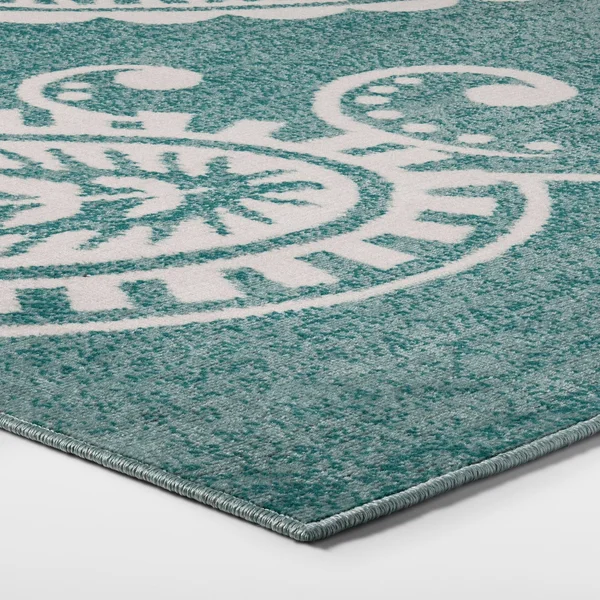 7& x 10& Vintage Medallion Outdoor Rug Turquoise - Opalhouse