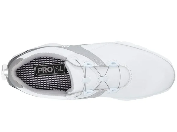 FootJoy Men's Pro/SL Boa Golf Shoes - White/Grey, 7 W US