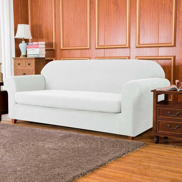 Subrtex Stretch 2-Piece Textured Grid XL Sofa Slipcover - Navy