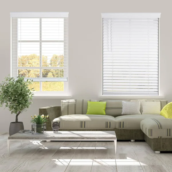 Arlo Blinds White Cordless Faux Wood Blinds with 2 in. Slats 36 in. W x 84 in. L