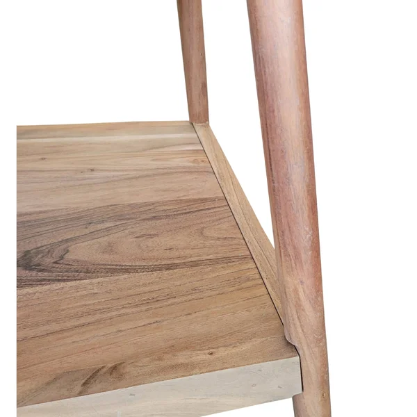 Solid Acacia Console Table with 2 Shelves - Natural